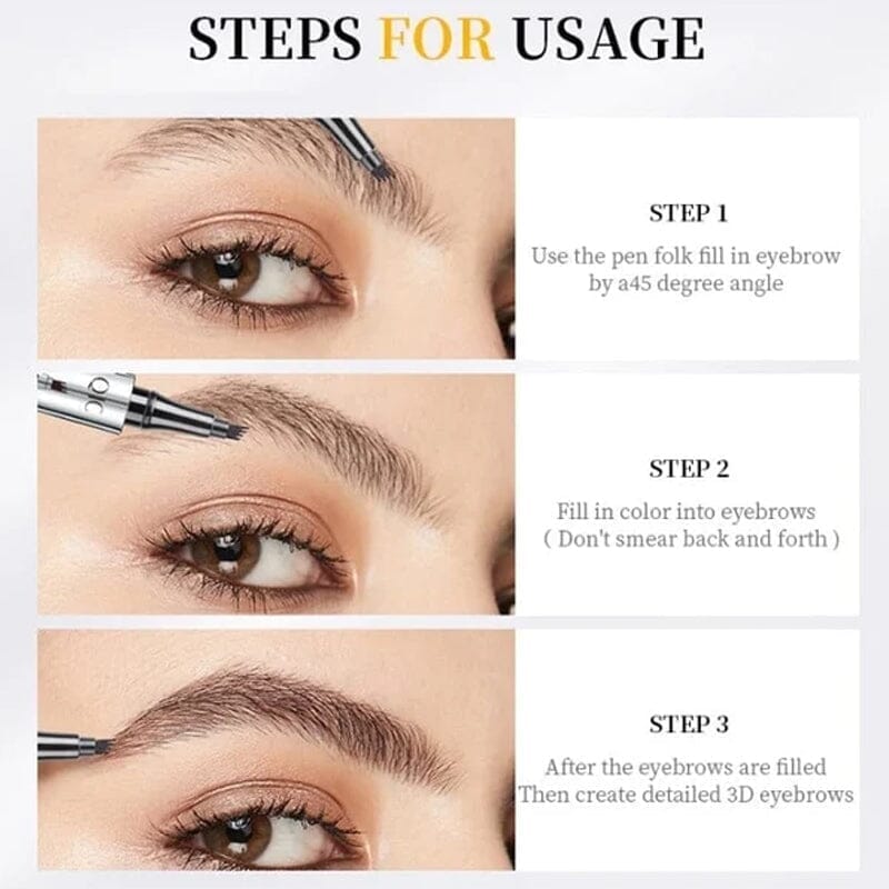 Stornfield | Waterproof 3D Microblading Eyebrow Pen with 4 Fork Tip Applicator
