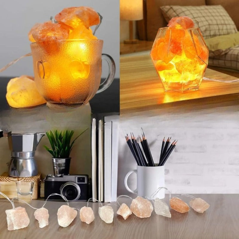 Stornfield | SolaraGleam Himalayan Salt LED Lights | Warm Amber Light | Natural Portable Crystal Home Decor