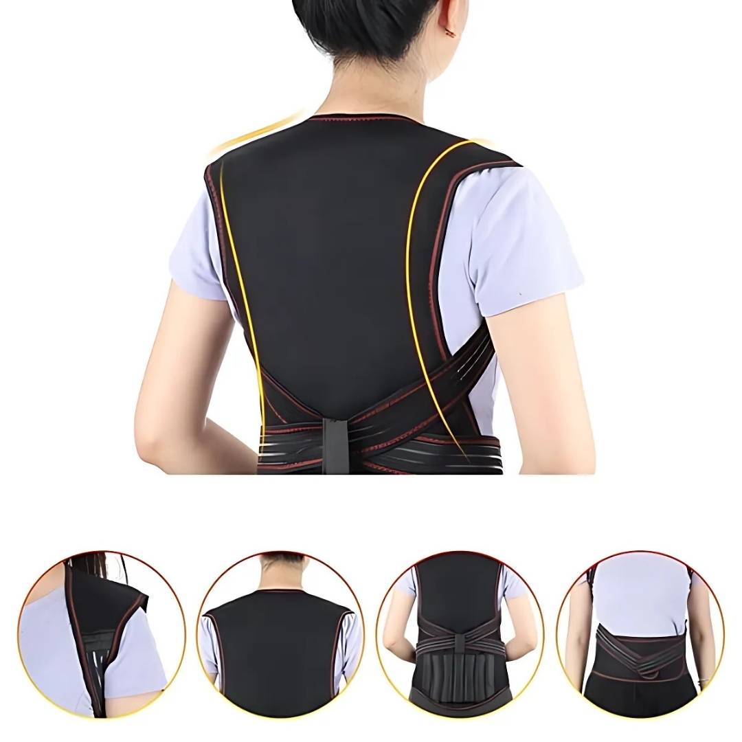 MagniTherm Self-Heating Back Support | Adjustable Heated Posture Corrector - Back Pain Relief - Posture Improvement Stornfield