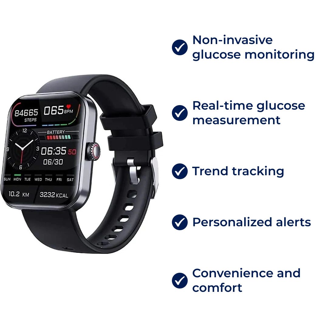 Glucowatch | Non-Invasive Blood Glucose Smartwatch – Real-Time Monitoring, Trend Tracking & Personalised Alerts Stornfield