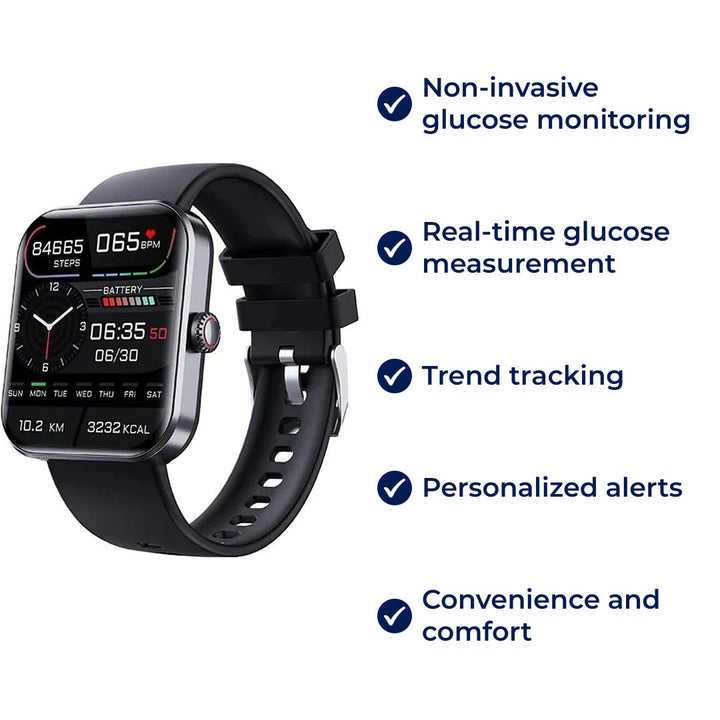 Glucowatch | Non-Invasive Blood Glucose Smartwatch – Real-Time Monitoring, Trend Tracking & Personalised Alerts Stornfield