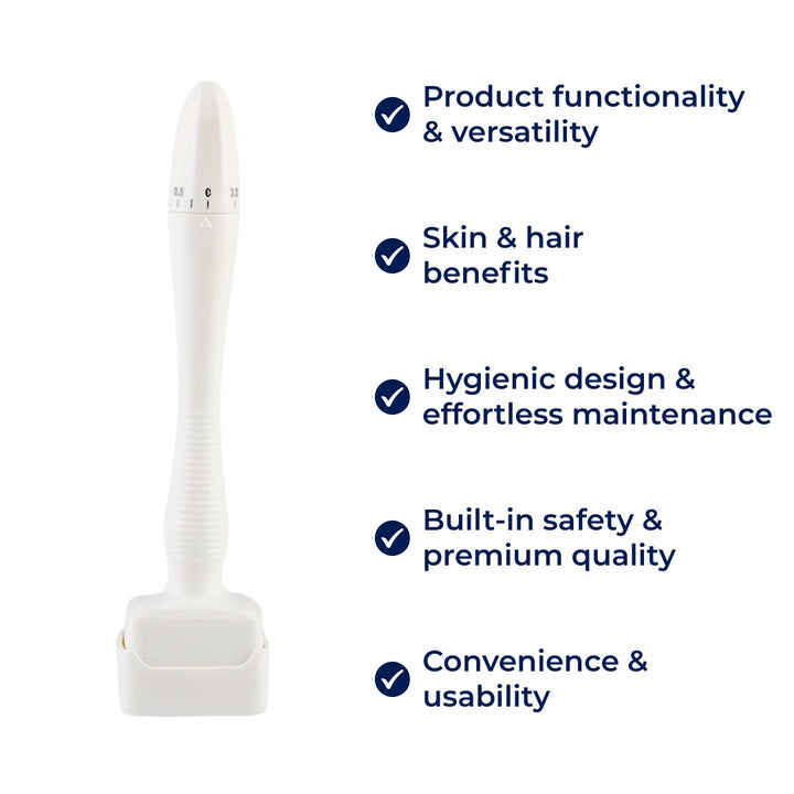 RevitaGlow | Microneedling Derma Stamp – Adjustable Depth – 140 Needles – Skin & Hair Rejuvenation Stornfield
