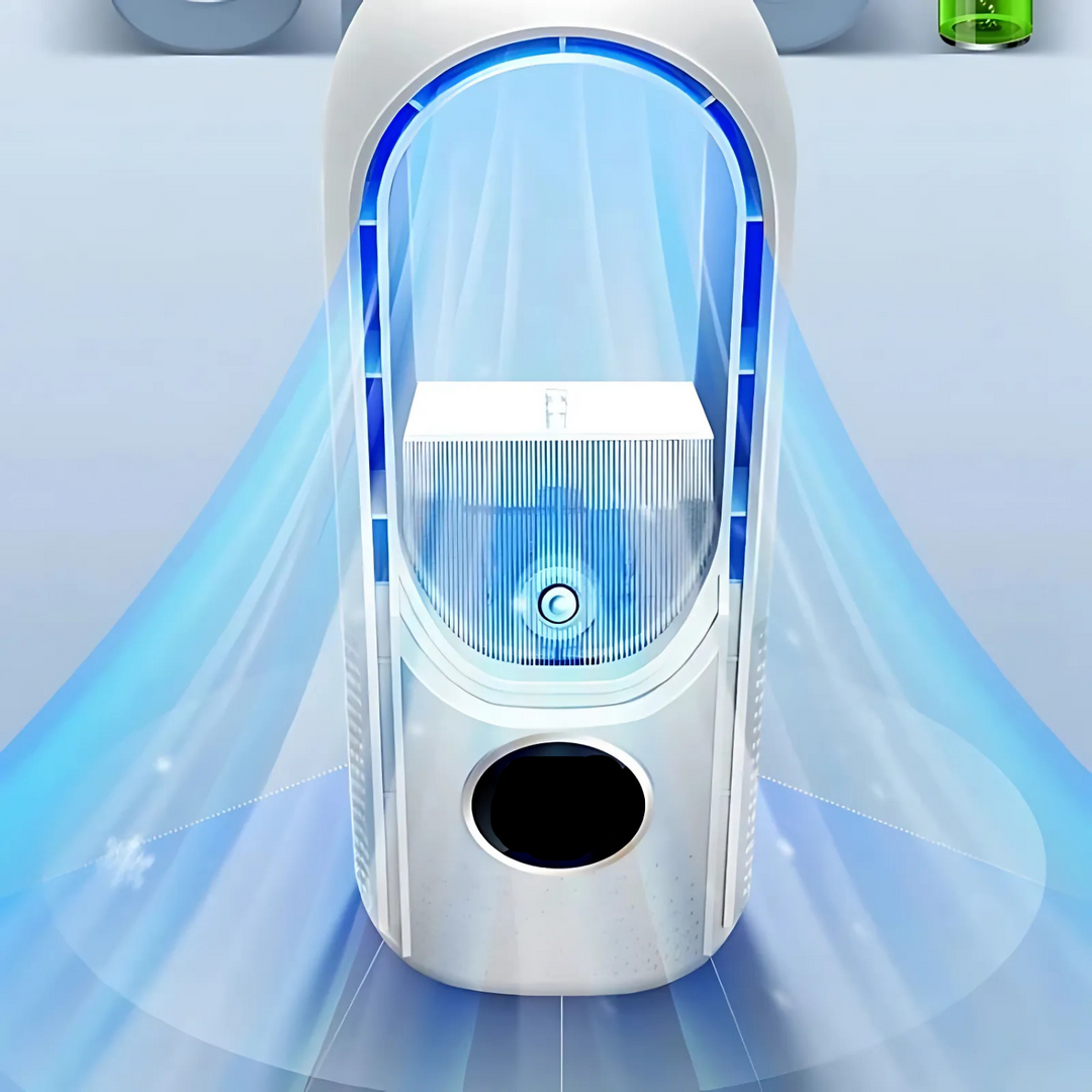 Airevo Air Cooler | Blade-less USB Fan | 6 Levels | Silent & With Timer | Air Humidification | Stornfield