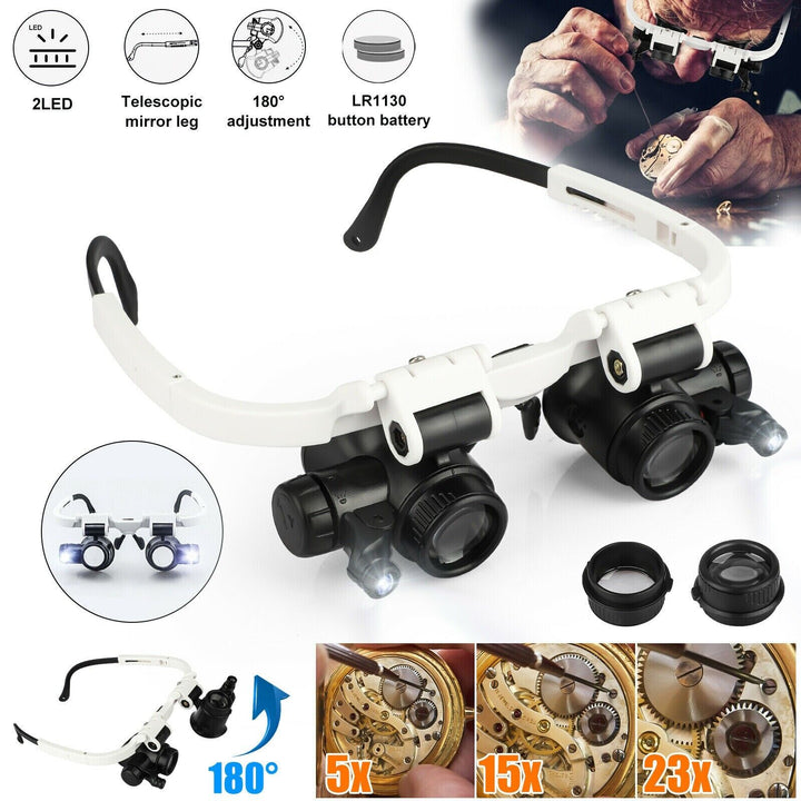 Stornfield | Head Magnifier Crown 8 Lenses LED Light Jeweler Glasses