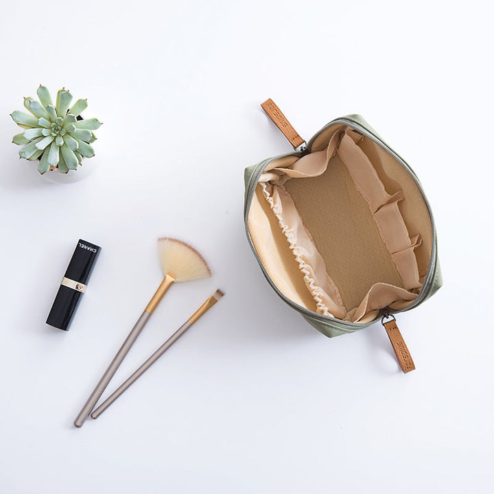 Solid Color Cosmetic Case with Double Zipper | Stornfield