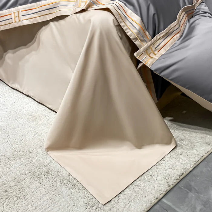 Satin Cotton Embroidered Bedding Set - Luxora | Stornfield