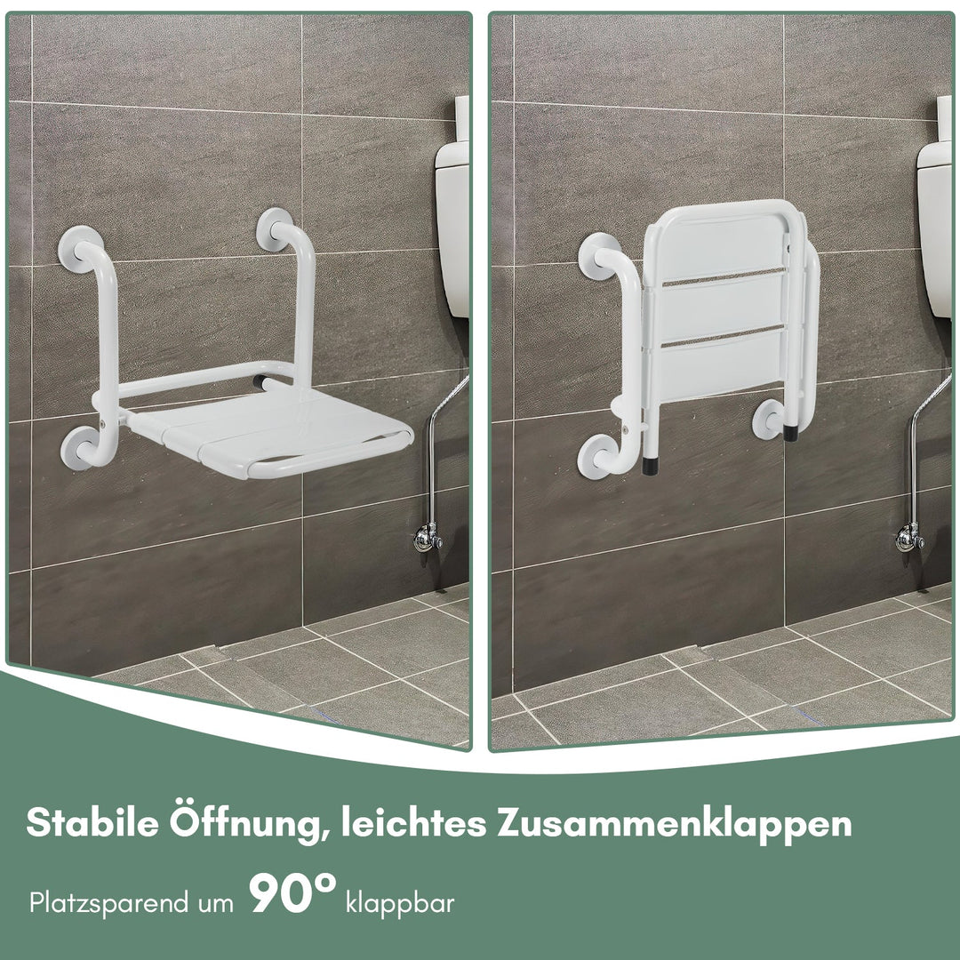Foldable shower seat with armrests wall-mounted | Stornfield