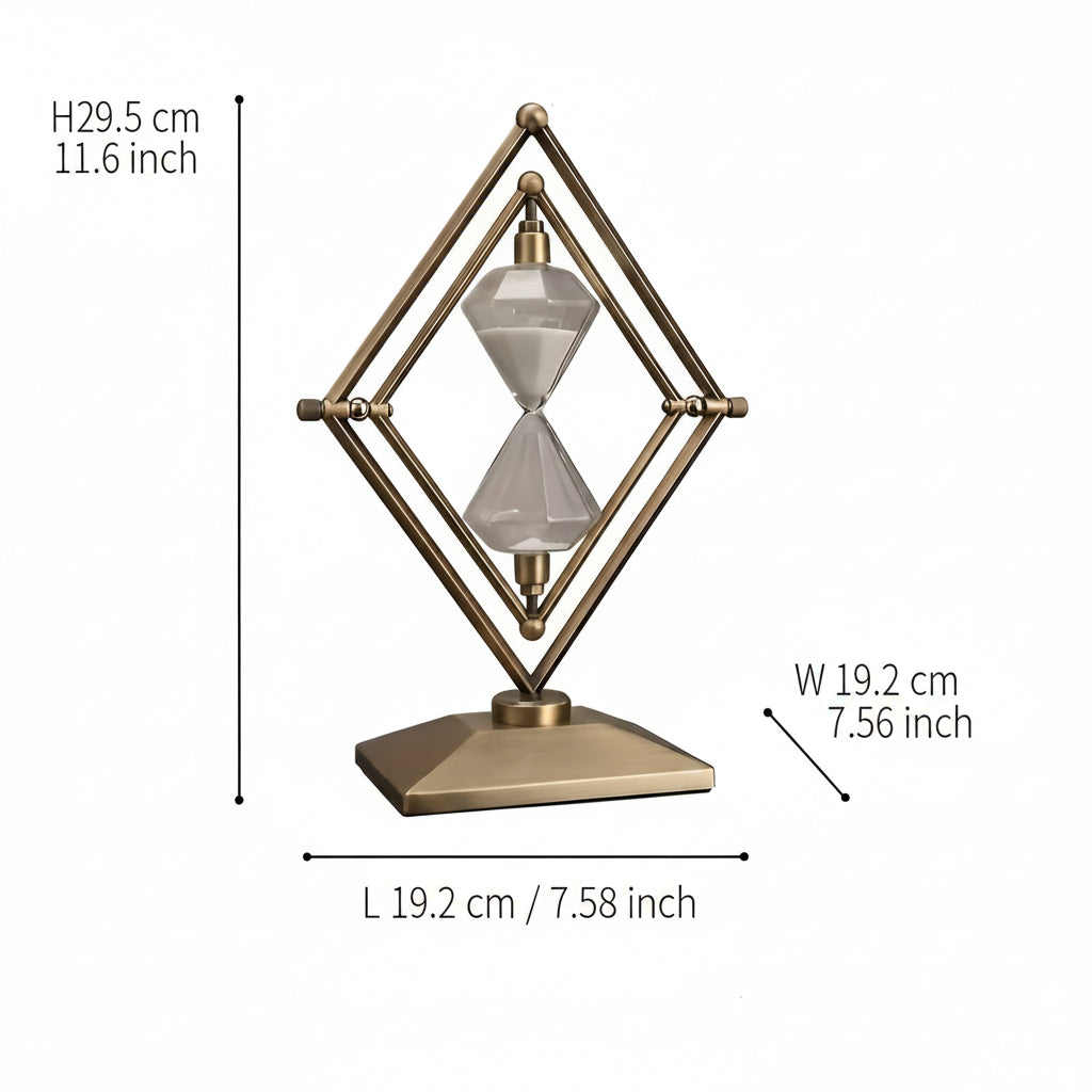 Hourglass with geometric metal frame – Decorative and relaxing | With white sand as meditation timer | Stornfield