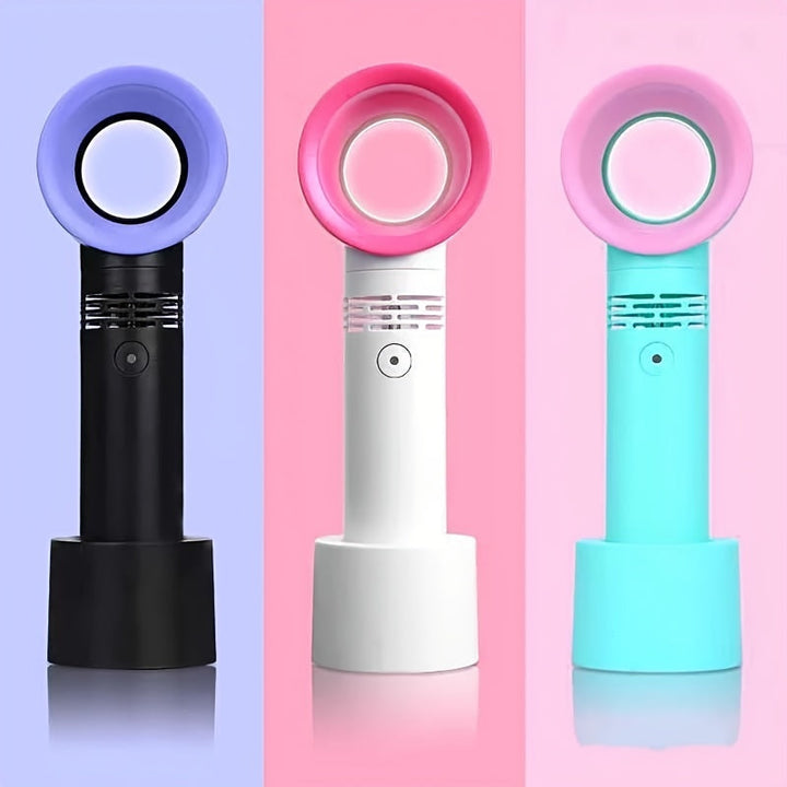 1pc USB Rechargeable Bladeless Handheld Fan - Portable Mini Desk Fan with 3 Speeds for Travel, Camping, Office, and Room Use | Stornfield