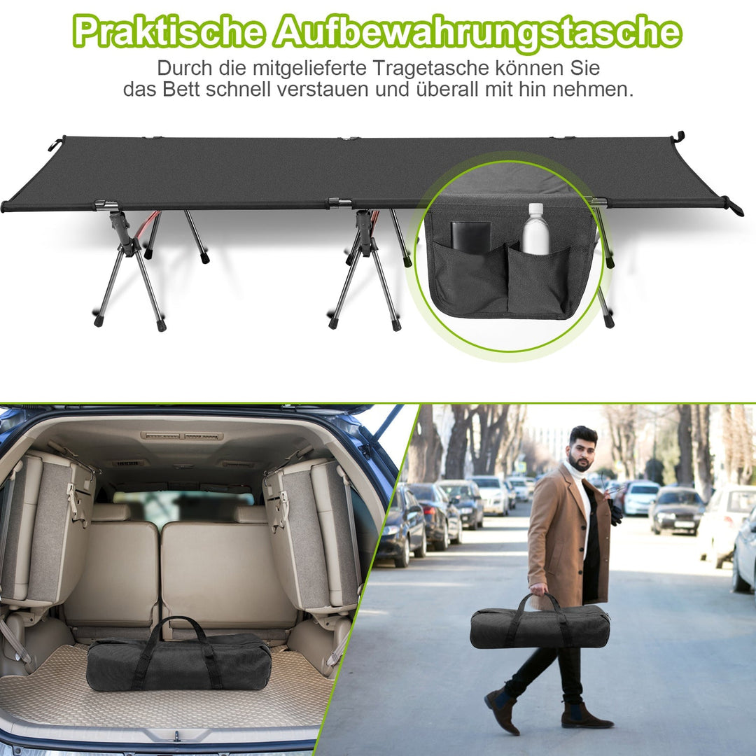 Folding Bed Black Camping Bed Height Adjustable | Stornfield