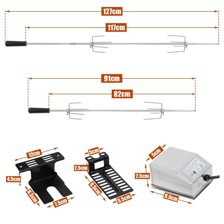BBQ Grill Skewer Stainless Steel Motor 4x Meat Needle | Stornfield