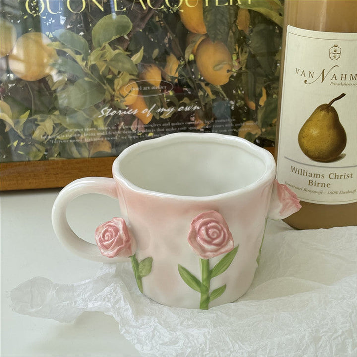 Artistic 3D Flower ceramic mug – Captivating tulip & rose design | Stornfield