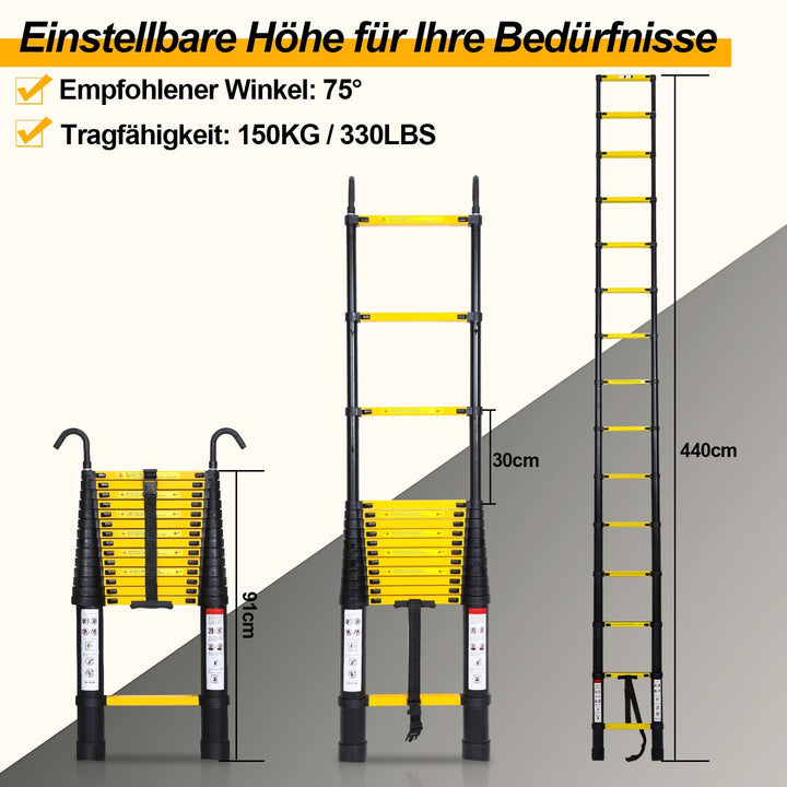 Telescopic Ladder Aluminum with Removable Hook | Stornfield