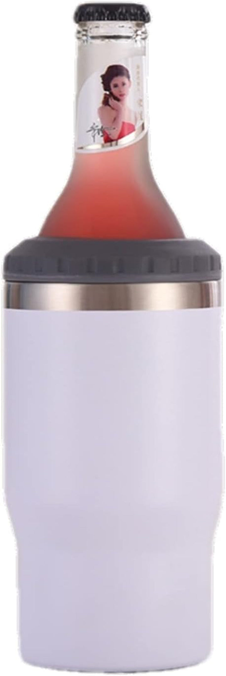 Stornfield | 4-in-1 Stainless Steel Can/Bottle Thermos, 14 Oz Dual-Purpose Lid, Insulated SUS Can Cooler, Beer Bottle Holder (Black)
