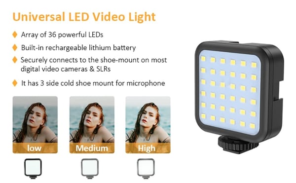 Stornfield | Ensemble de microphone vidéo professionnel avec trépied et lumière vidéo LED