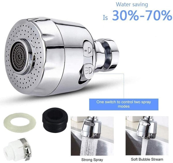 Water-saving attachment made of stainless steel, 360-degree movable and extendable | Stornfield