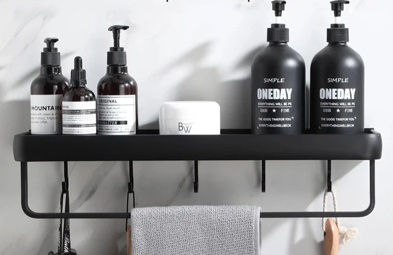 ALUMAX – Black Aluminum Corner Shelf without Drilling Stornfield