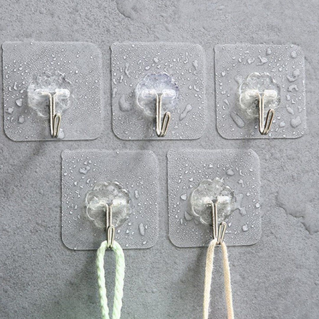 5Pcs/pack Transparent Strong Self Adhesive Waterproof Wall Hook | Stornfield