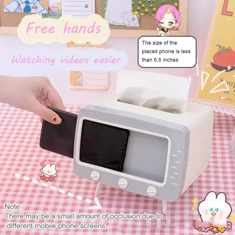 Creative TV Tissue Box Holder With Phone Holder Stornfield
