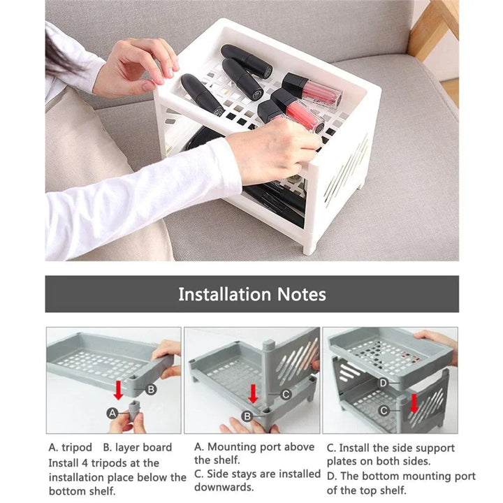 Double Layer Plastic Storage Organizer Shelf Stornfield