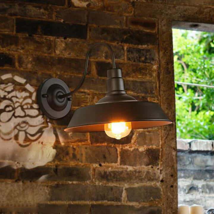 1 Bulb Iron Wall Light Rustic Black Finish Barn Bedside Wall Sconce with Gooseneck Arm | Stornfield