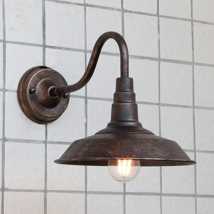 1 Bulb Iron Wall Light Rustic Black Finish Barn Bedside Wall Sconce with Gooseneck Arm | Stornfield