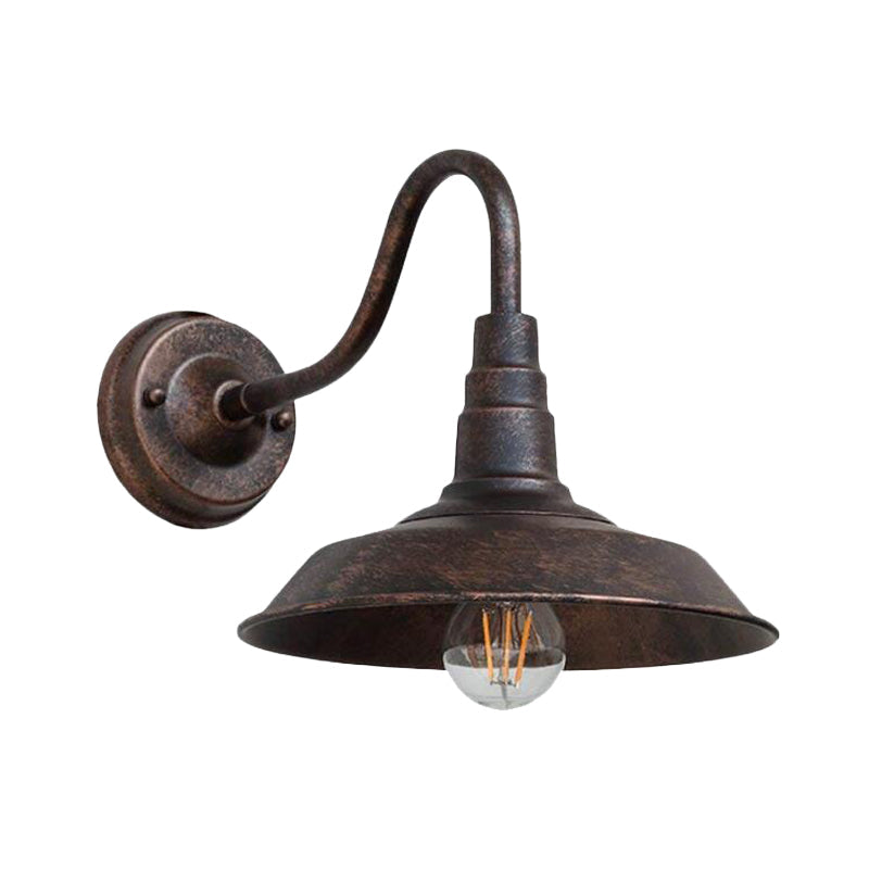 1 Bulb Iron Wall Light Rustic Black Finish Barn Bedside Wall Sconce with Gooseneck Arm | Stornfield