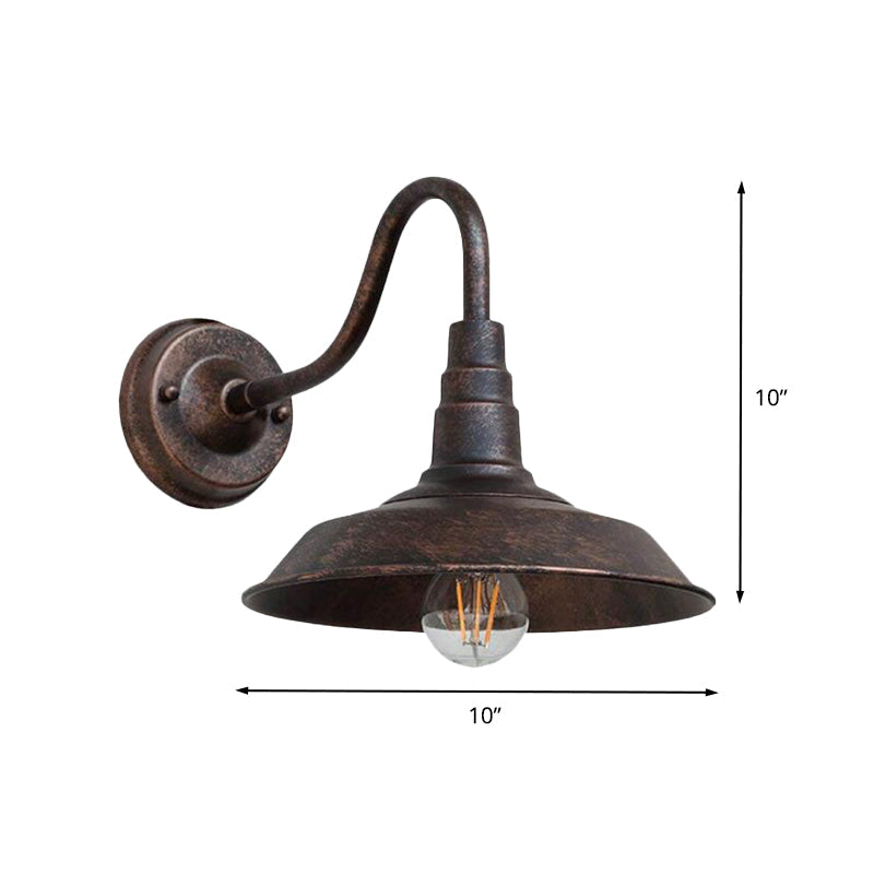 1 Bulb Iron Wall Light Rustic Black Finish Barn Bedside Wall Sconce with Gooseneck Arm | Stornfield