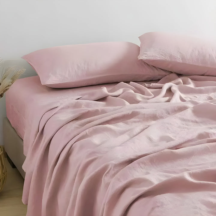 3PCS 100% Washed Linen Sheet Set - Natural Flax Bed Sheets with 2 Pillowcases | Stornfield