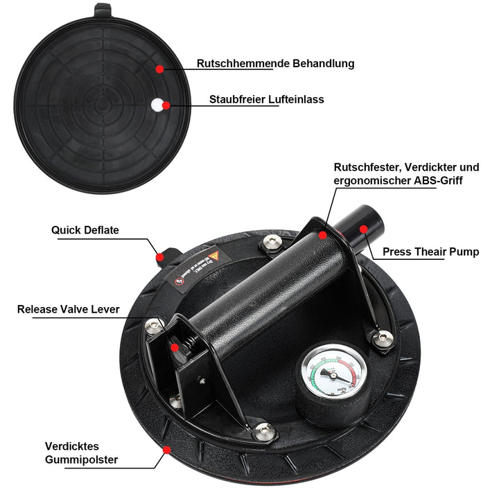 Suction cup holder with pressure display 1 piece max.100KG | Stornfield