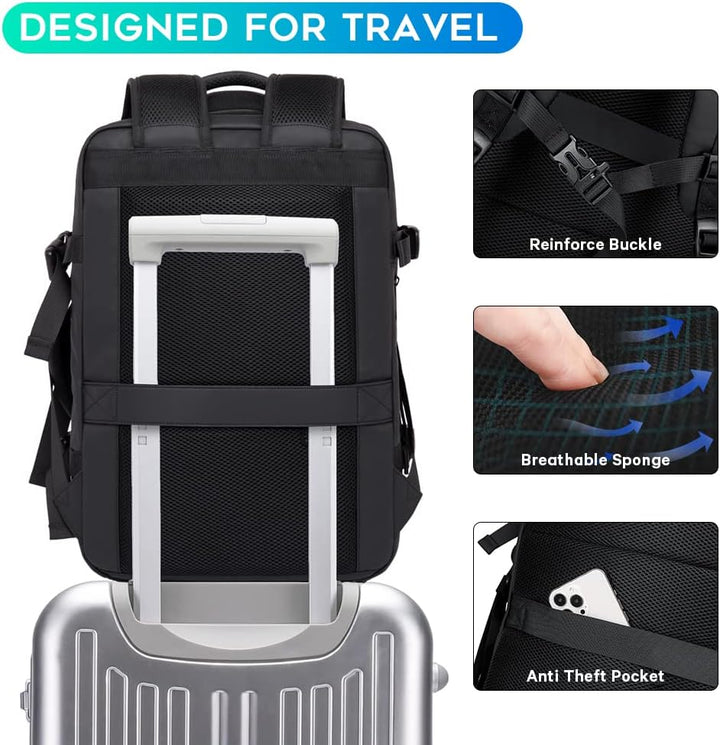 Expandable 26–45L Waterproof Travel Backpack with Laptop Sleeve & Duffle Carry | Stornfield