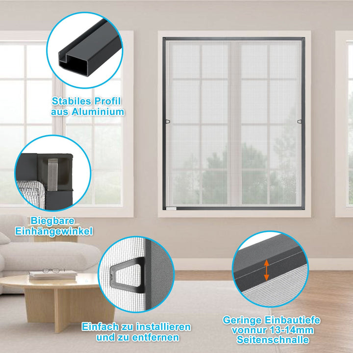 Fly screen window insect protection anthracite | Stornfield