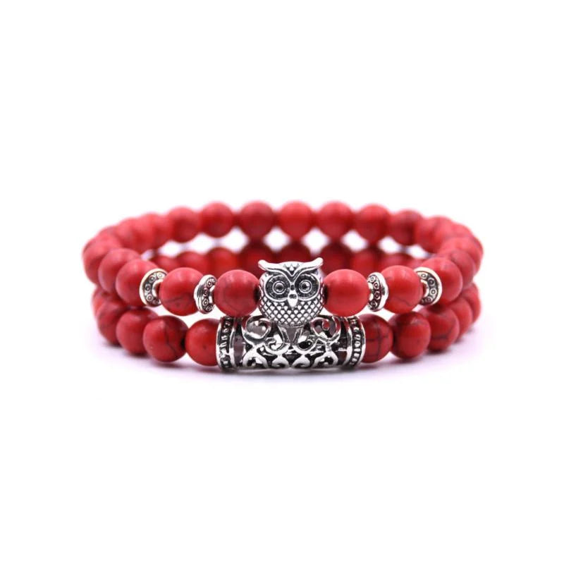 Stornfield | Bracelet en pierre naturelle avec charme hibou