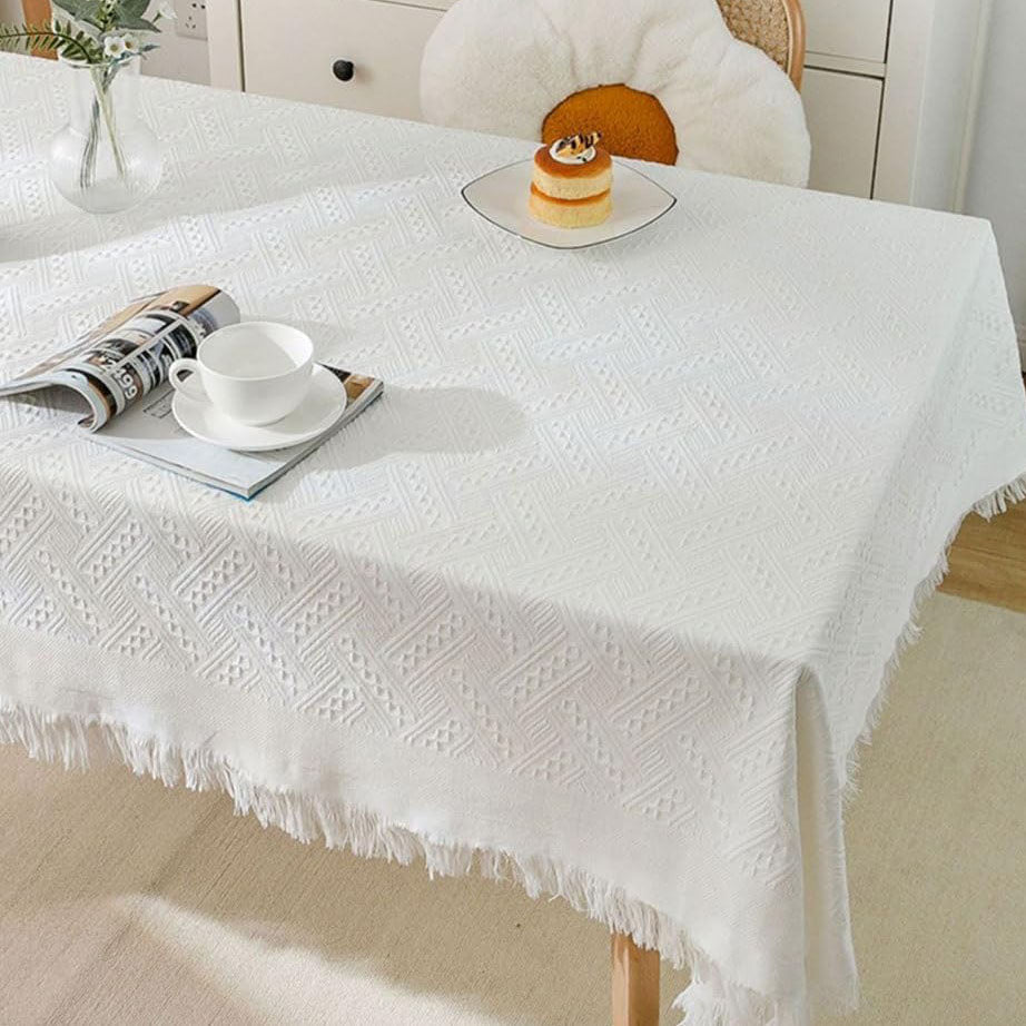Stornfield | Modern Waffle Tablecloth, Knitted Lace Fabric Coffee Cloth, Round Tablecloth, Rectangular Tablecloth