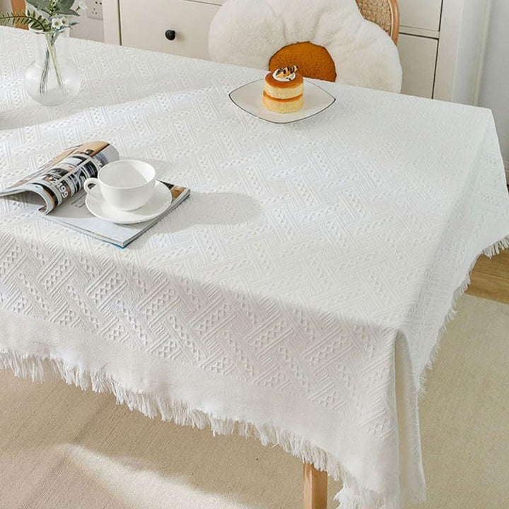 Stornfield | Modern Waffle Tablecloth, Knitted Lace Fabric Coffee Cloth, Round Tablecloth, Rectangular Tablecloth