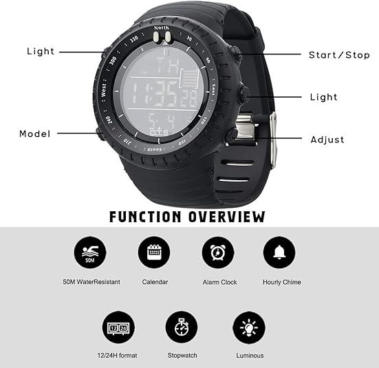 Stornfield | Henry Waterproof Men’s Digital Sports Watch – Shockproof, Tactical & LED Backlit Outdoor Timepiece