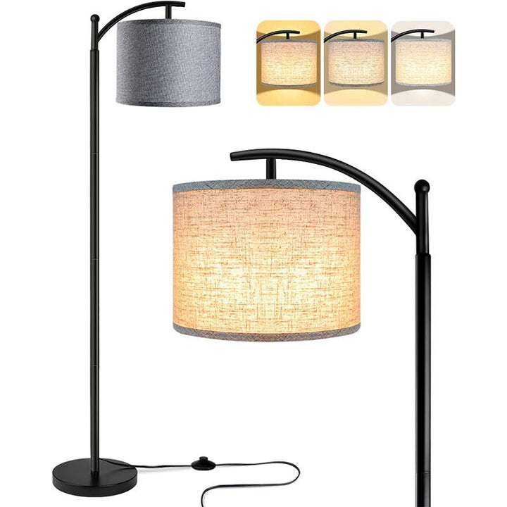 Stornfield | Floor Lamp with 3-Color Temperature LED Bulb, Tall Industrial Reading Floor Lamp for Bedroom, Office, White Lampshade Included