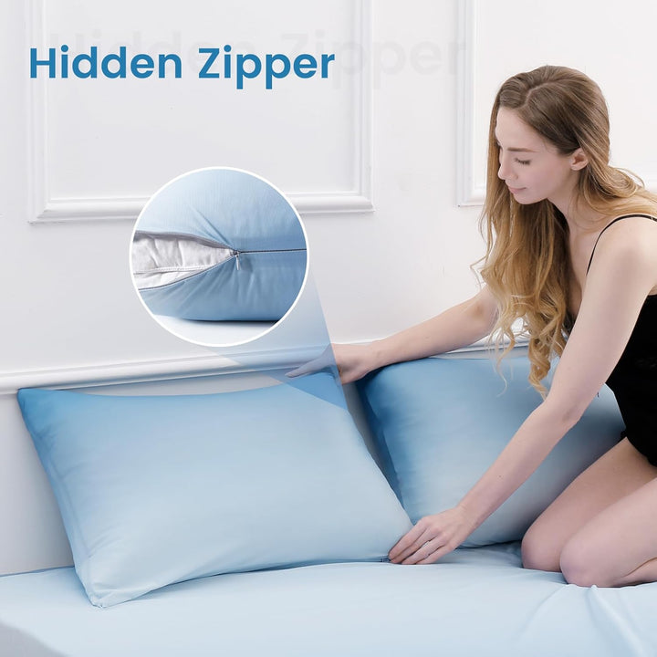 2 Pack Blue Cooling Pillowcases – Breathable, Soft, Skin & Hair Protecting | Stornfield