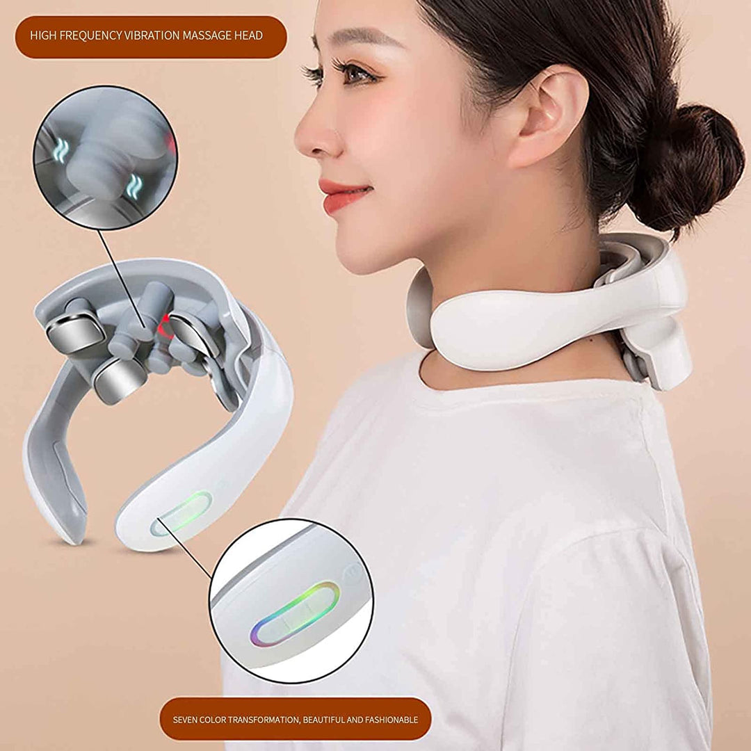 Stornfield | Appareil de massage pour le cou avec chaleur, thérapie de la douleur, appareil de massage intelligent pour le cou, masseur à points de déclenchement portable à 4 têtes de massage en profondeur