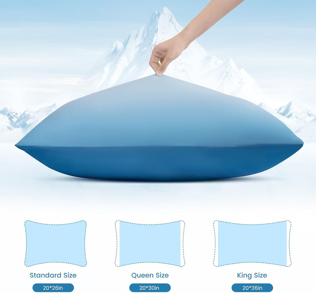 2 Pack Blue Cooling Pillowcases – Breathable, Soft, Skin & Hair Protecting | Stornfield
