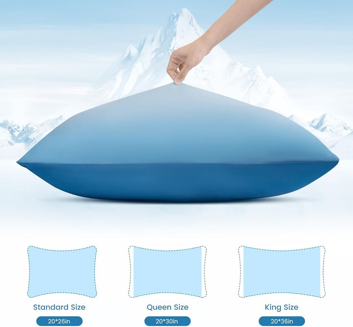 2 Pack Blue Cooling Pillowcases – Breathable, Soft, Skin & Hair Protecting | Stornfield