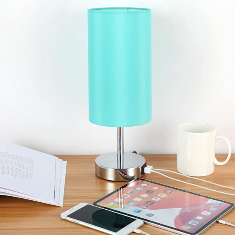 Stornfield | USB Table Lamp Touch Control Bedroom Lamp 3-Way Dimmable Bedside Lamp with Round Linen Shade for Living Room, College Dorm, Home Office
