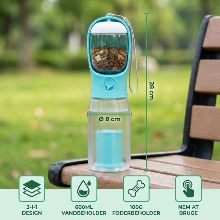 TrailBuddy™ – 3-in-1 Dog Water Bottle with Food Box | Stornfield