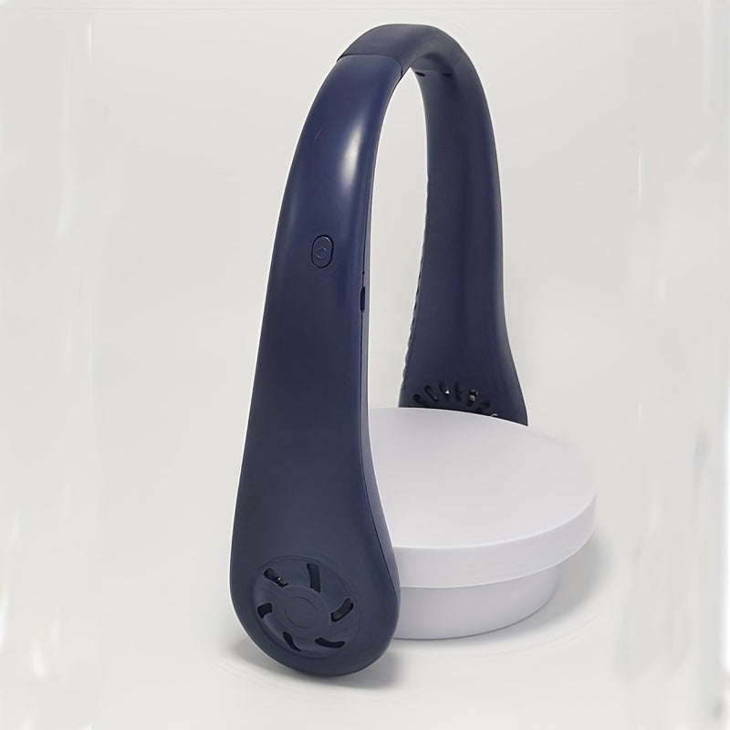 1pc Hands-Free Portable Neck Fan - Rechargeable, Leafless, and USB Powered - Perfect for Desk and Travel Use | Stornfield
