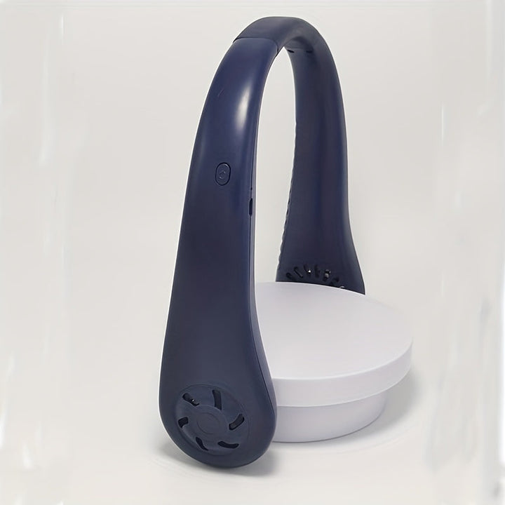 1pc Hands-Free Portable Neck Fan - Rechargeable, Leafless, and USB Powered - Perfect for Desk and Travel Use | Stornfield