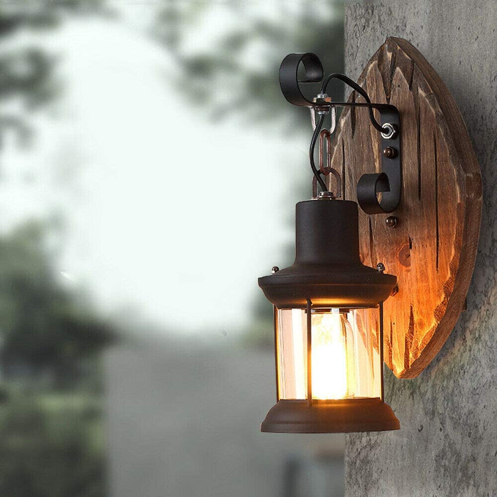 Stornfield antique wooden country house style wall lamp