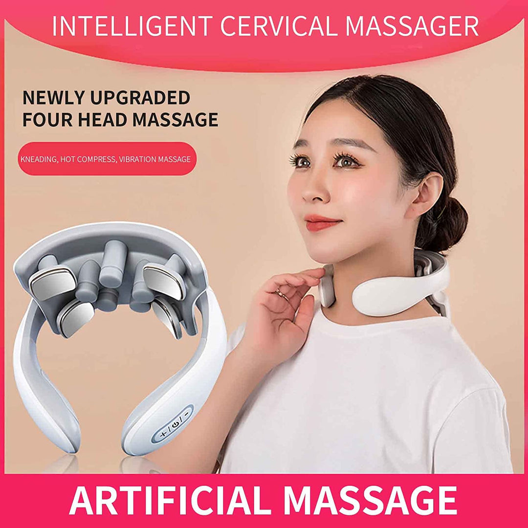 Stornfield | Appareil de massage pour le cou avec chaleur, thérapie de la douleur, appareil de massage intelligent pour le cou, masseur à points de déclenchement portable à 4 têtes de massage en profondeur