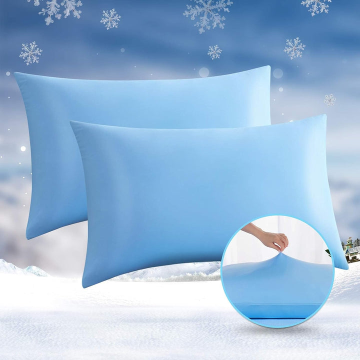 2-Pack Premium Silky Super Cooling Blue Pillowcases –  Extreme Q-Max 0.5 | Stornfield