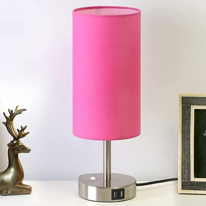Stornfield | USB Table Lamp Touch Control Bedroom Lamp 3-Way Dimmable Bedside Lamp with Round Linen Shade for Living Room, College Dorm, Home Office