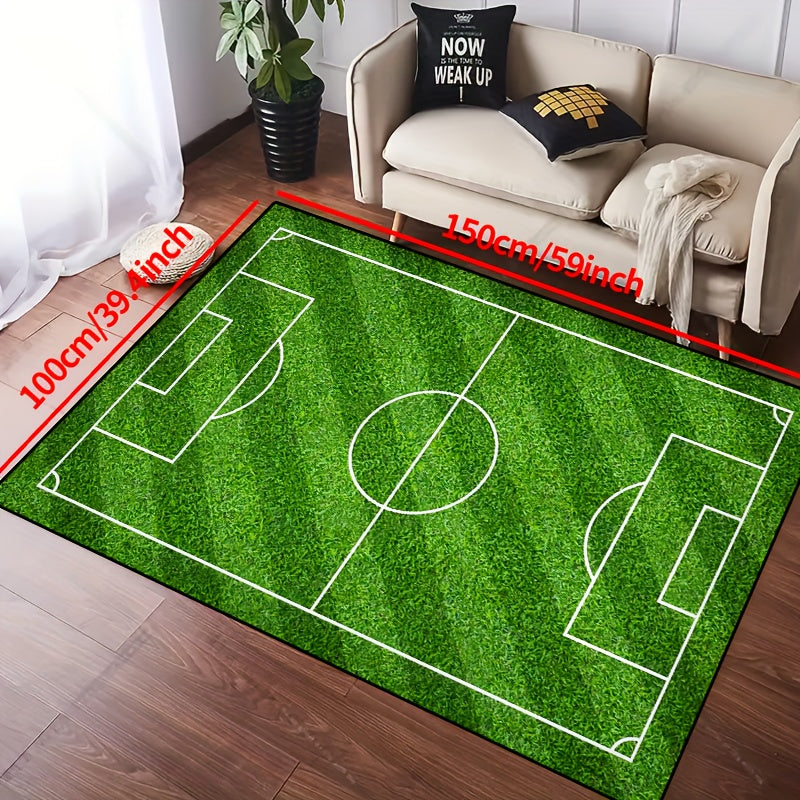 Stornfield | Football Field Pattern Rug - Non-Slip Washable Living Room Rugs for Living Room, Bedroom, Garden, or Playroom